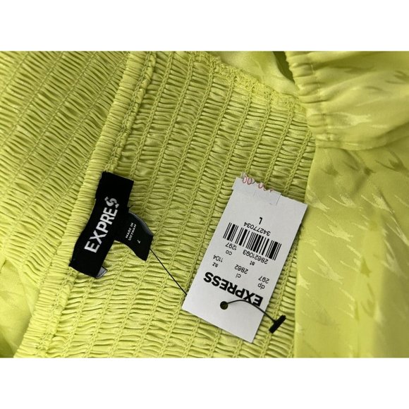 Express Women's Satin Jacquard Tie Front Bodysuit long sleeve size L - Picture 9 of 12